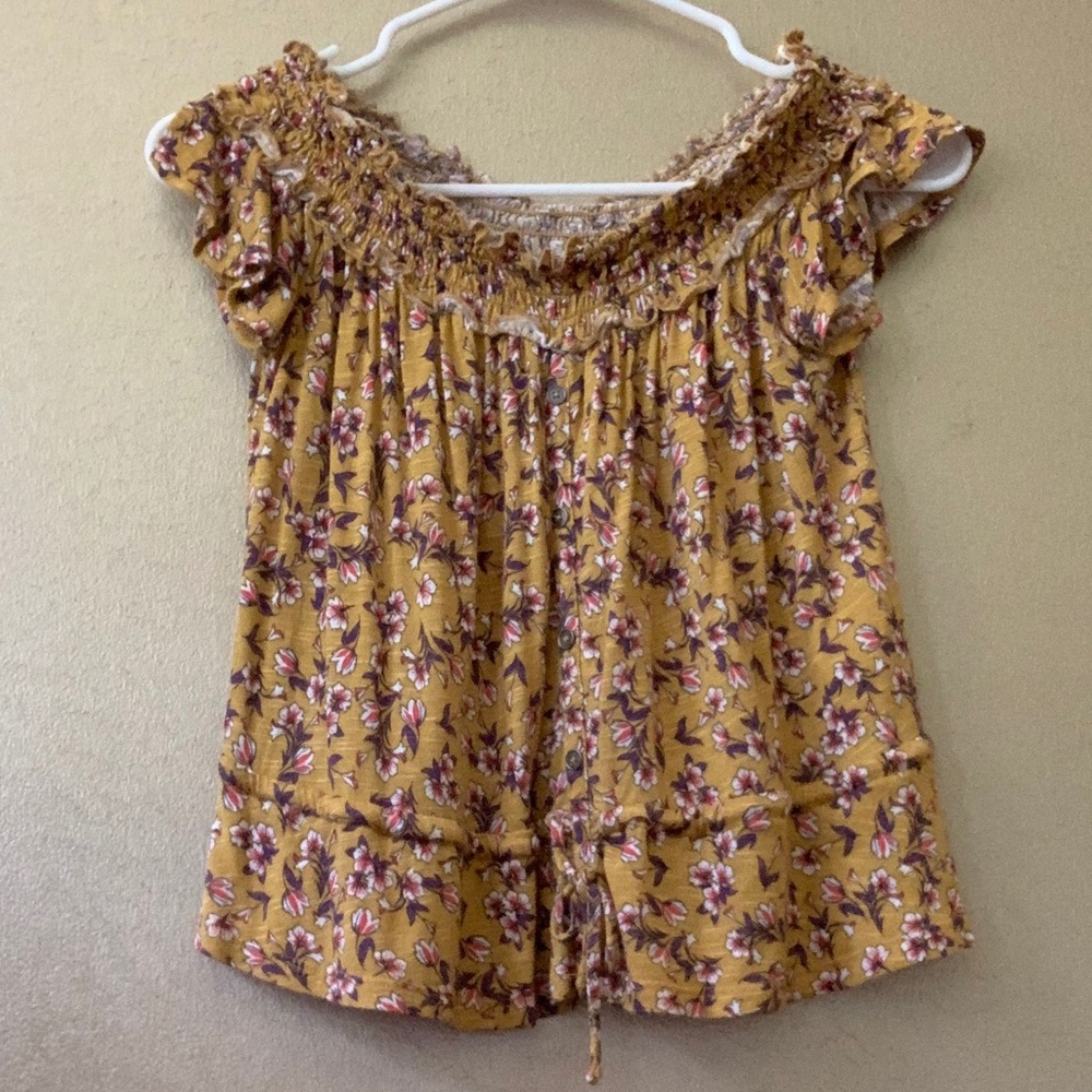 Floral off the shoulder shirt
